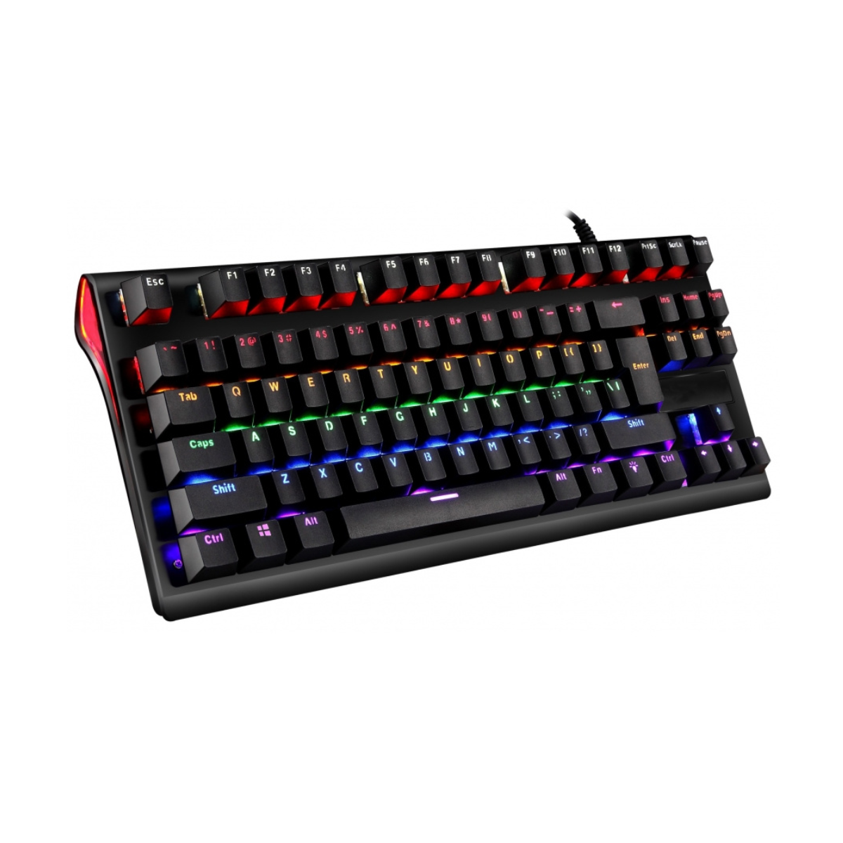 TECLADO ALAMBRICO OCELOT GAMER MECANICO SWITCH AZUL PLASTICO RGB NEGRO OGMK02 COLORES USB LED PLUG.