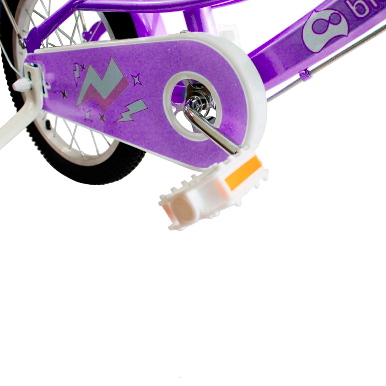 Bicicleta Infantil para Niña Rodada 16 con Ruedas de Entrenamiento Morada Bluelander 
