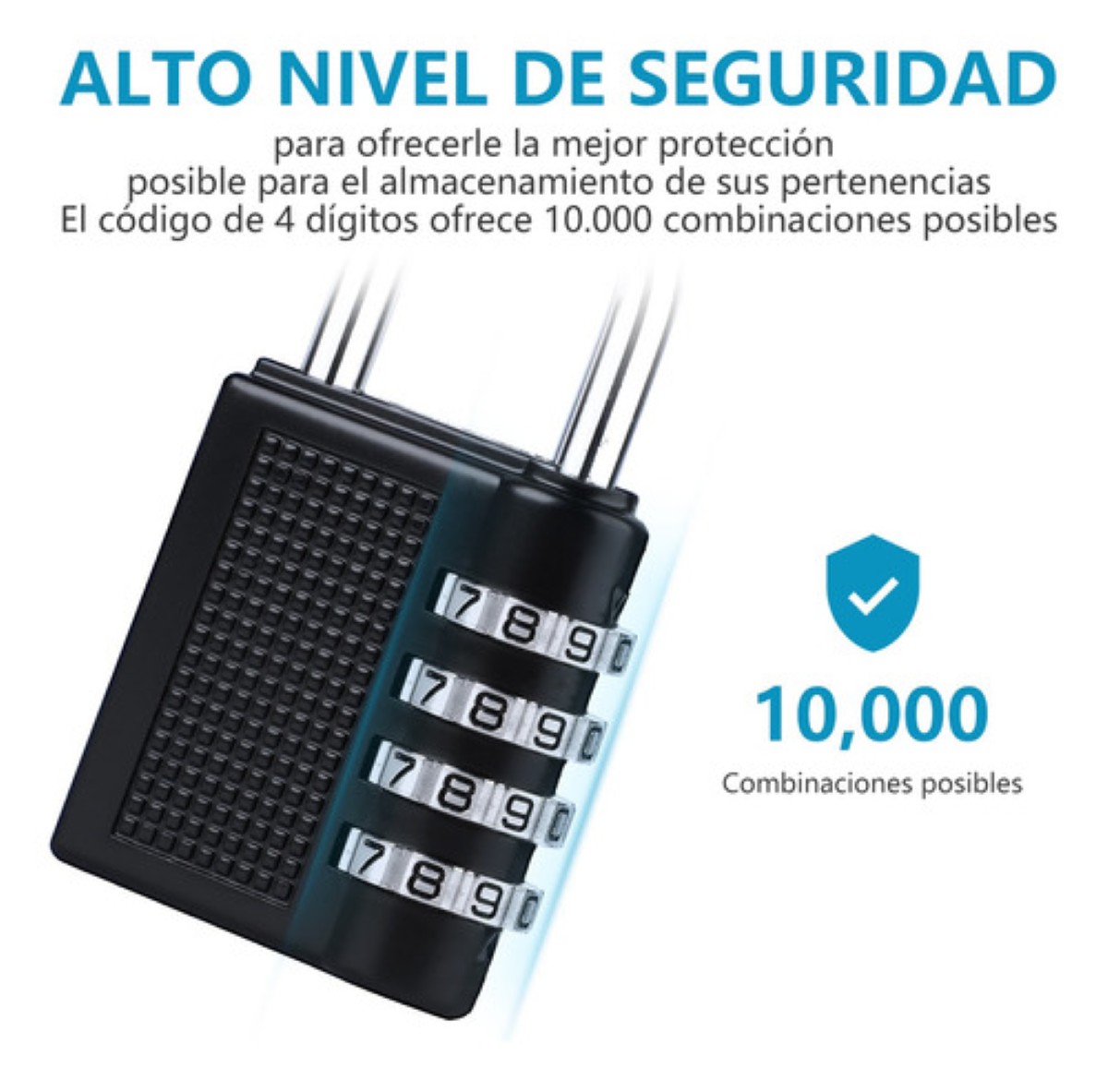 Candado De Combinación De 3 Piezas Con Seguridad De 4dígitos negro