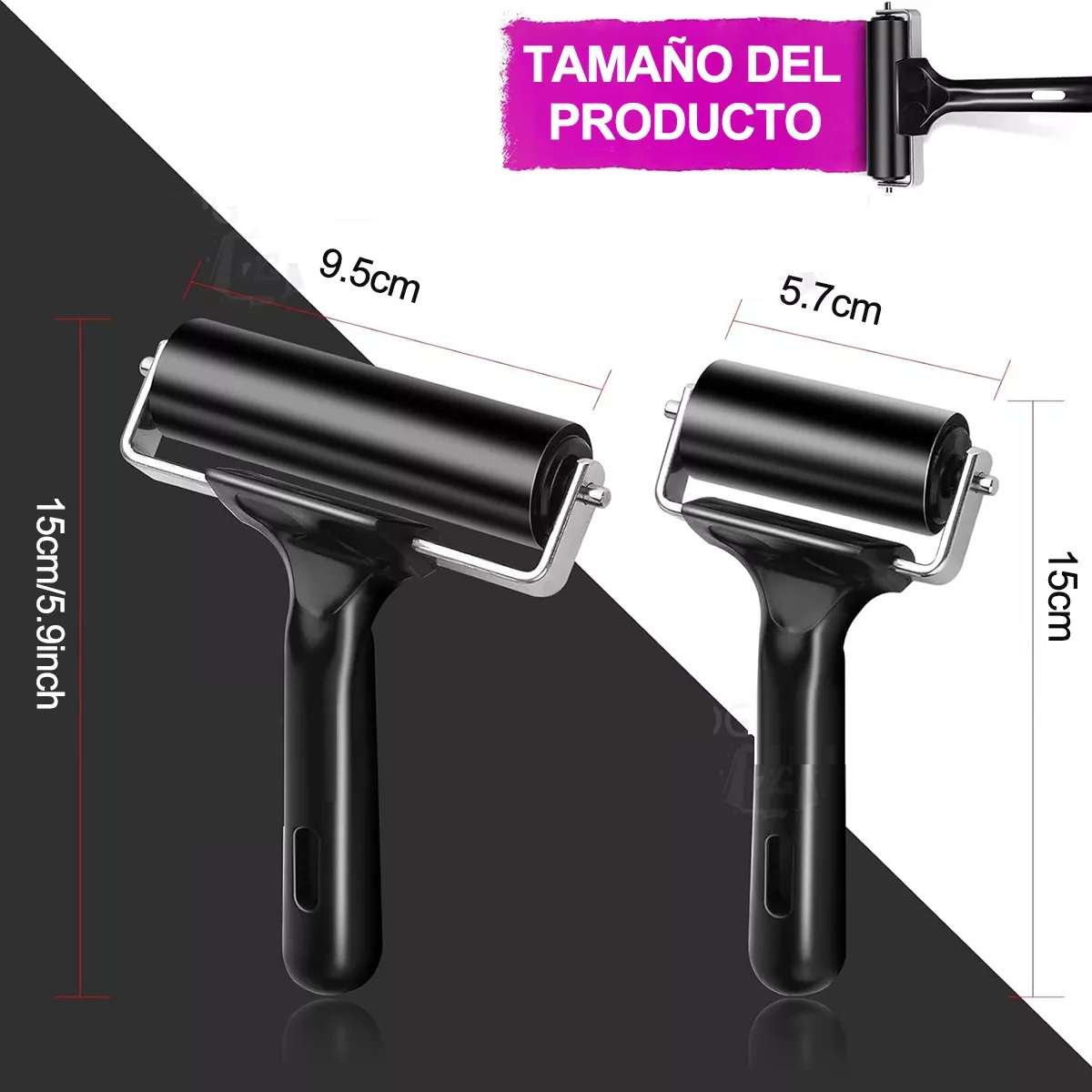 2pcs Rodillo Hule Suave Atl 6-10cm Grabado Linoleo Entintado
