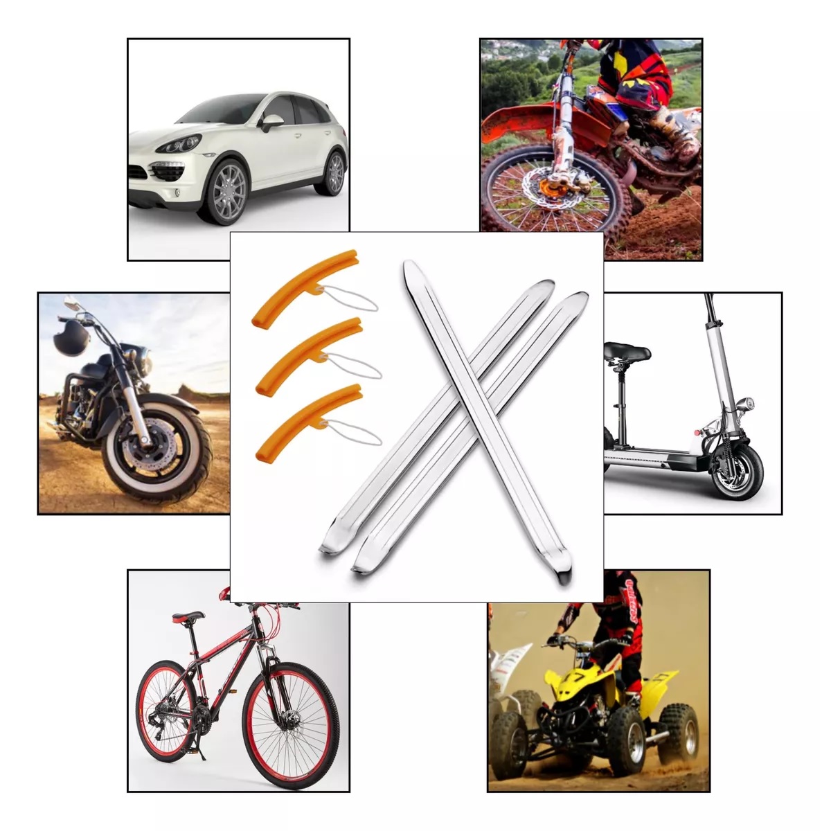 6 Pcs Espatulas 30/40cm Para Desmontar Llanta De Moto Auto