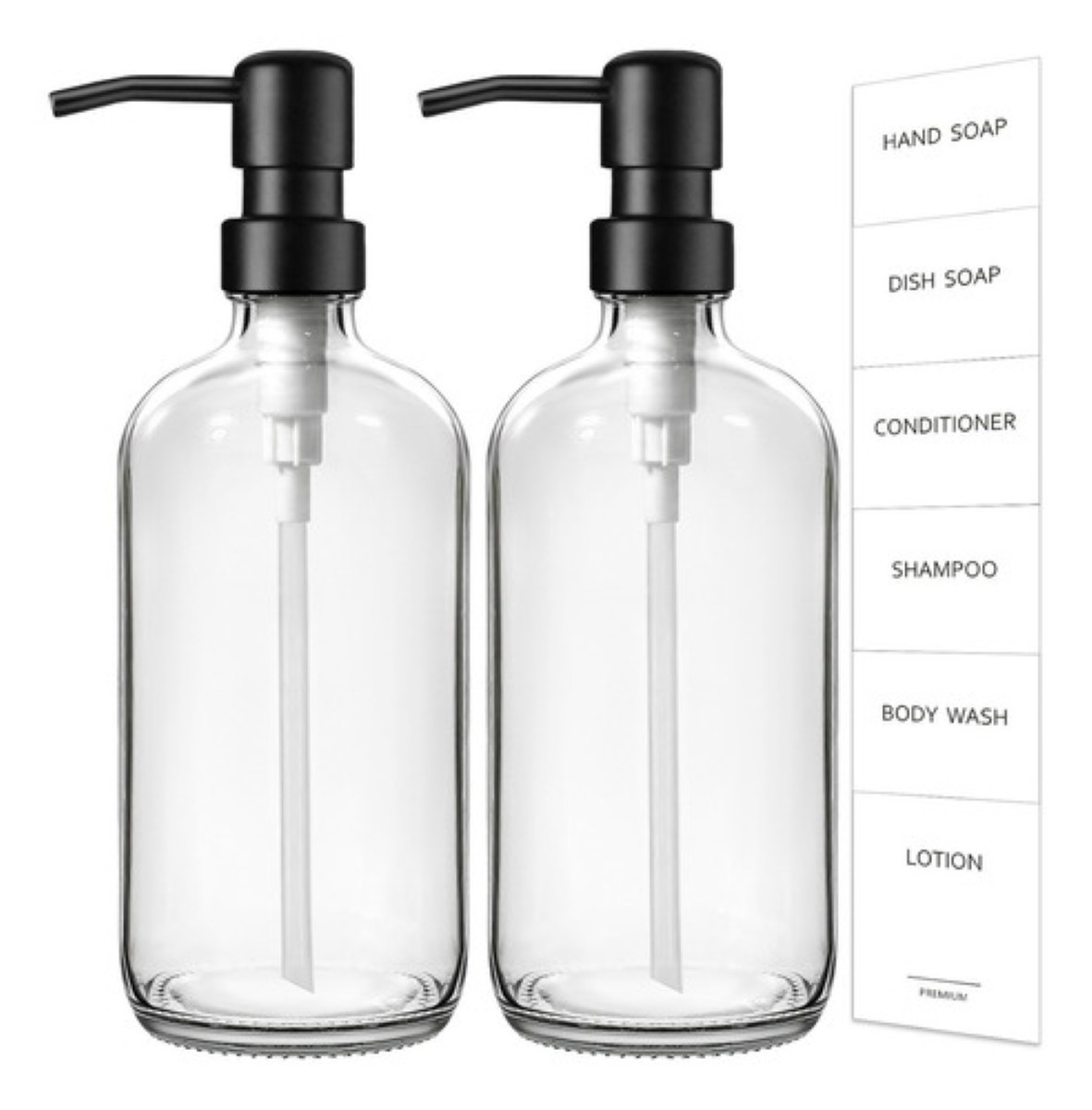 Dispensador De Jabon 2 Kit Vidrio Baño Accesorios TRANSPARENTE