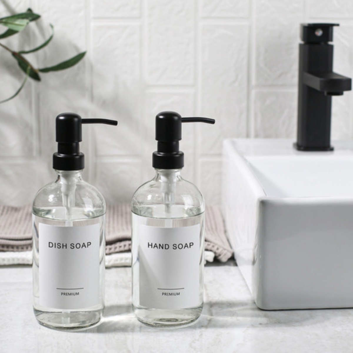 Dispensador De Jabon 2 Kit Vidrio Baño Accesorios TRANSPARENTE