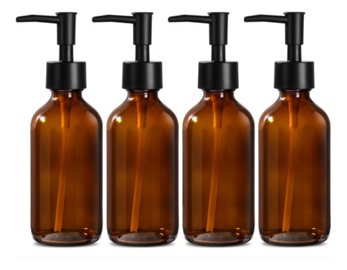 Dispensador De Jabon Liquido 4 Kit De Baño Y Cocina Marrón