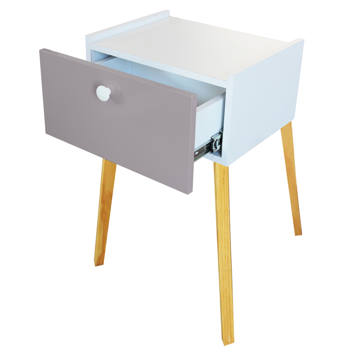 Cajonera Recamara Patas buro mesa MDF Moderna Gris