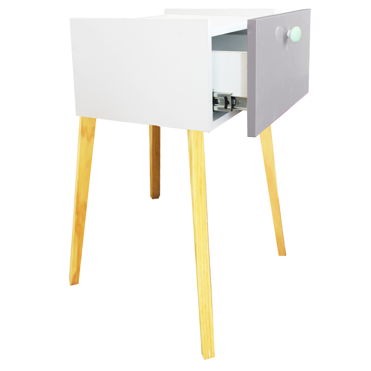 Cajonera Recamara Patas buro mesa MDF Moderna Gris