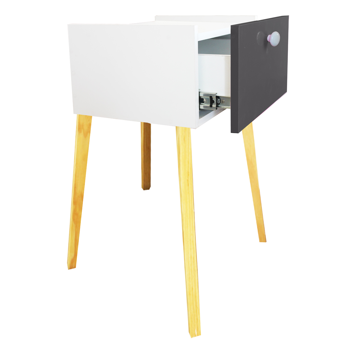Cajonera Recamara Patas buro mesa MDF Moderna Negro