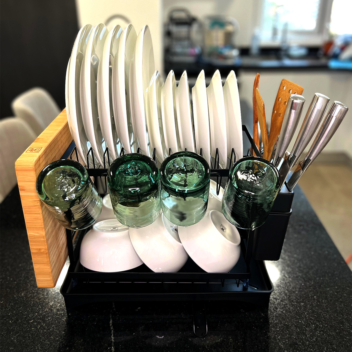 Escurridor de platos de acero inoxidable 2 niveles , Escurridor de trastes para cocina, con soporte para tabla de cortar