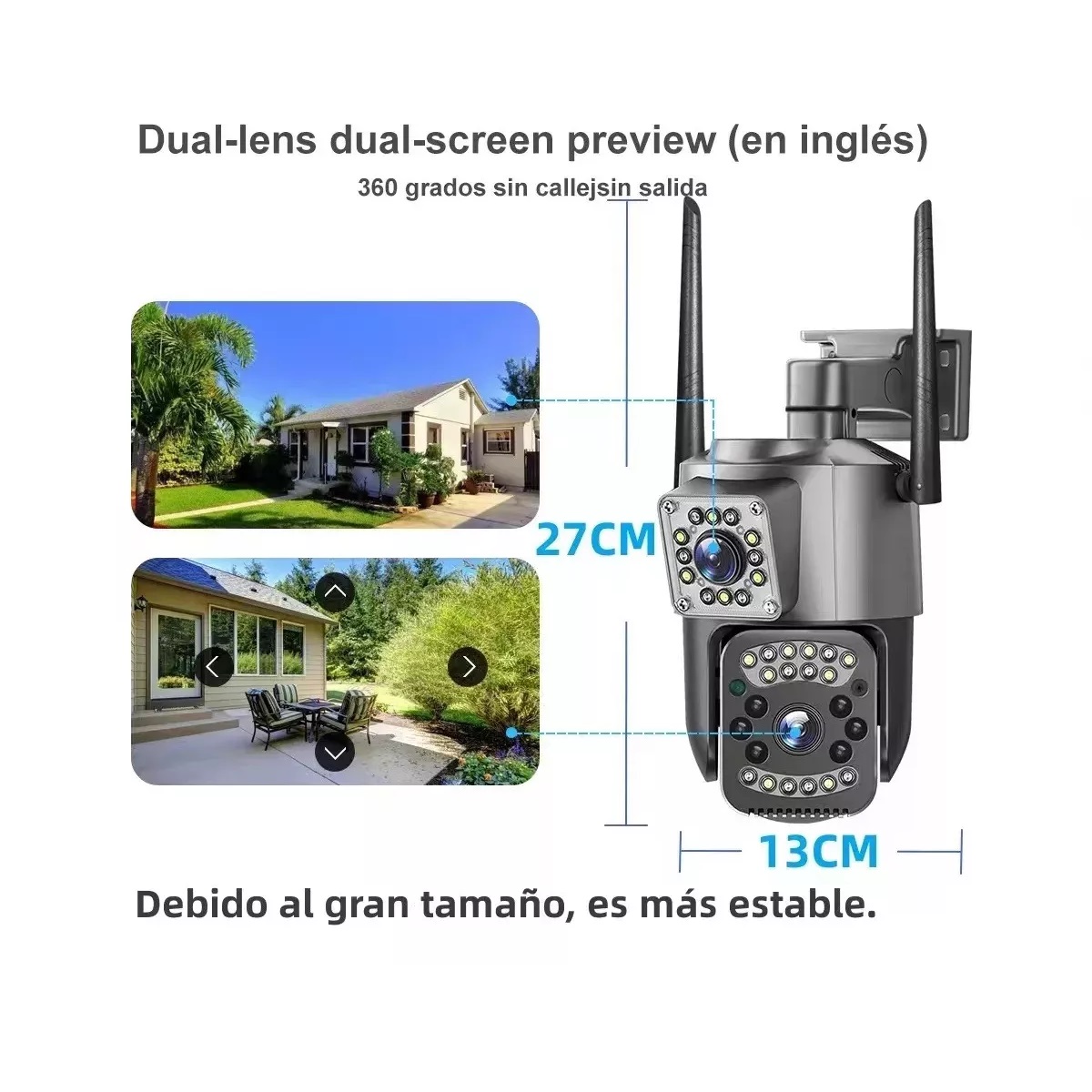 Cámara De Seguridad Wifi Ip66 Full Hd De Doble Lente