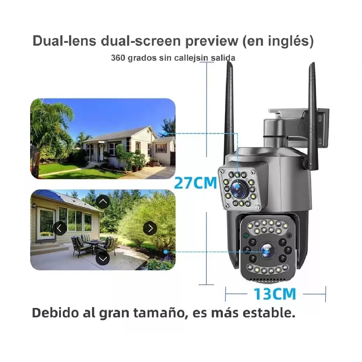 Cámara De Seguridad Wifi Ip66 Full Hd De Doble Lente