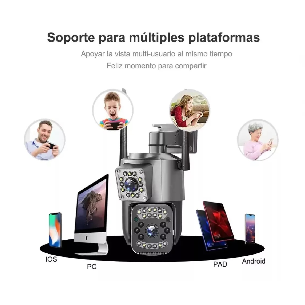 Cámara De Seguridad Wifi Ip66 Full Hd De Doble Lente