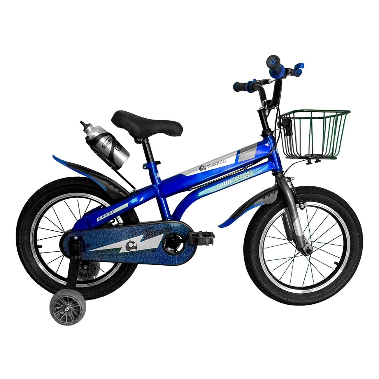 Bicicleta Infantil para Niña Rodada 16 con Ruedas de Entrenamiento y Soporte para Botellas Azul Bluelander