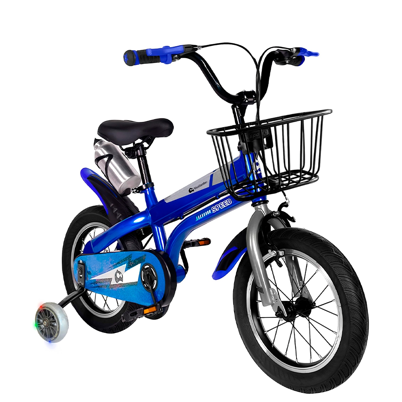 Bicicleta Infantil para Niña Rodada 16 con Ruedas de Entrenamiento y Soporte para Botellas Azul Bluelander