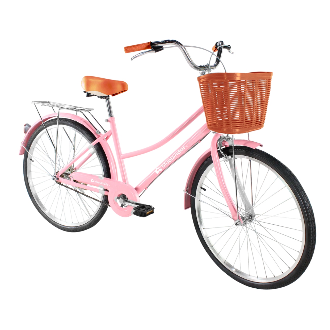 Bicicleta Urbana Rodada 26 con Canasta para Bicicleta para Adulto Rosa Bluelander