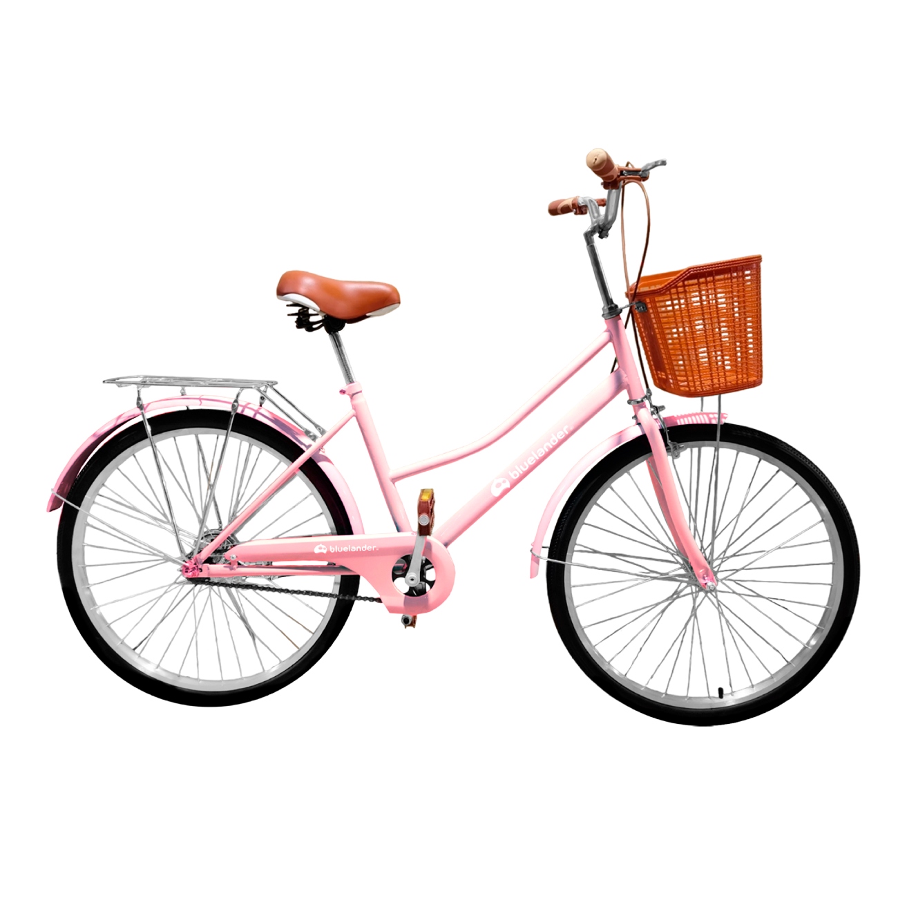 Bicicleta Urbana Rodada 26 con Canasta para Bicicleta para Adulto Rosa Bluelander