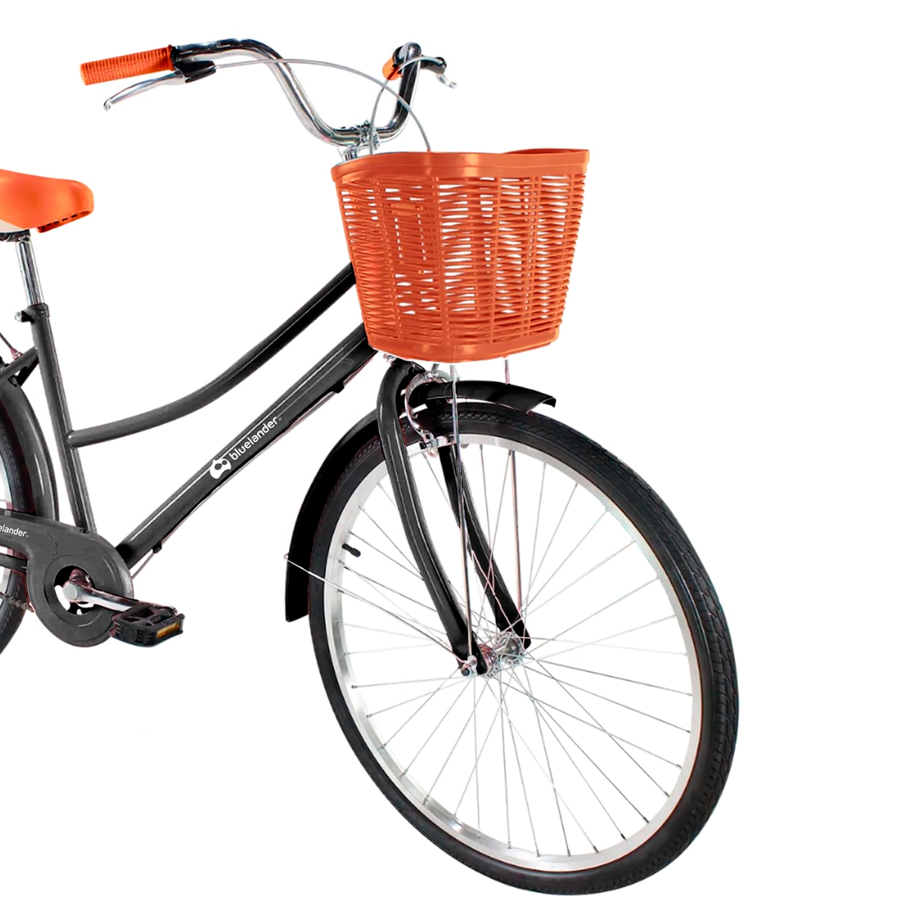 Bicicleta Urbana Rodada 26 con Canasta para Bicicleta para Adulto Negro Bluelander
