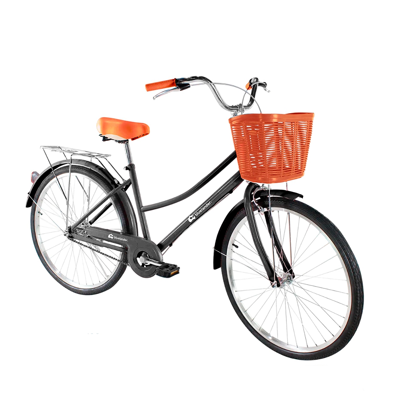 Bicicleta Urbana Rodada 26 con Canasta para Bicicleta para Adulto Negro Bluelander