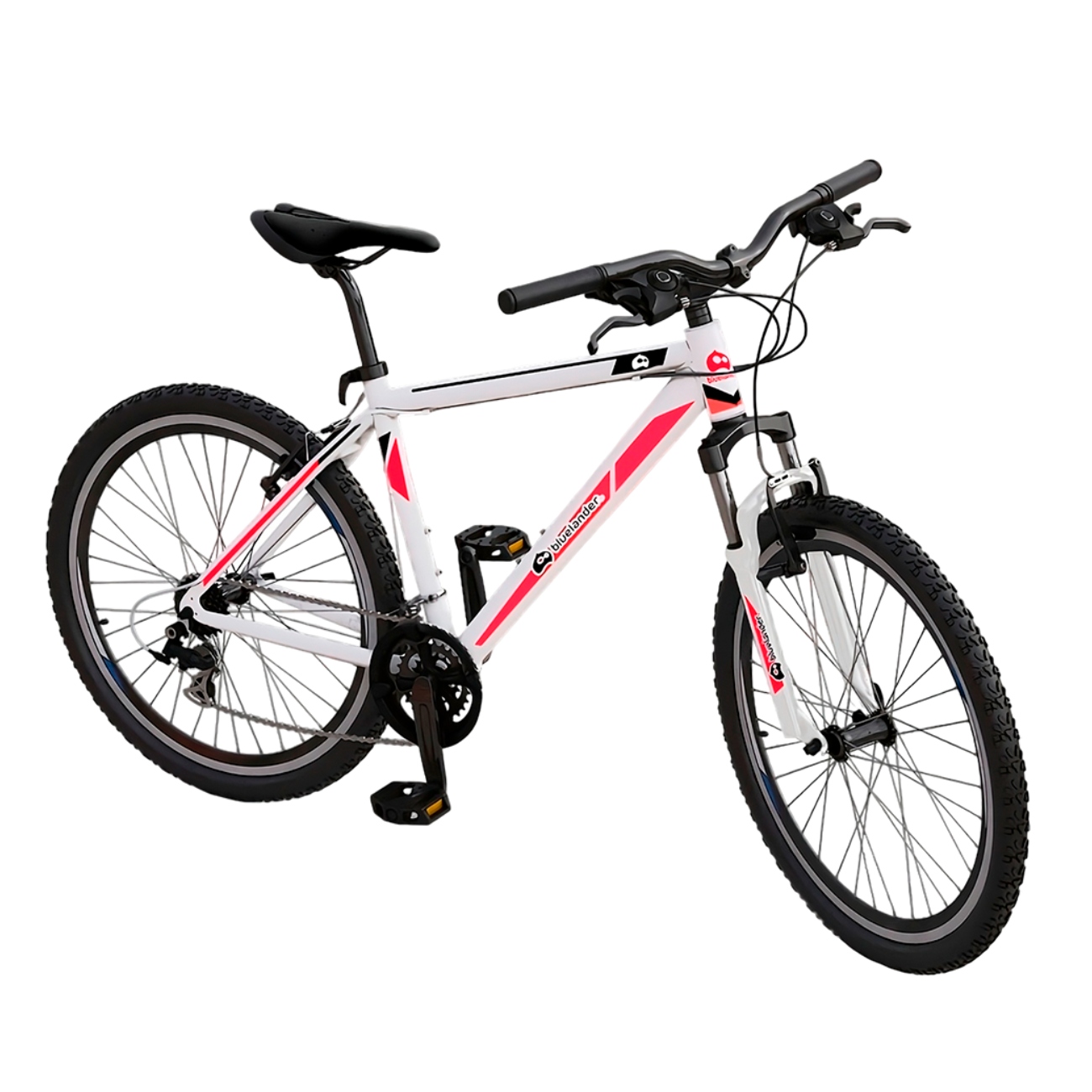Bicicleta de Montaña Rodada 26 de 21 Velocidades con Doble Freno y Rines de Aluminio Blanco Bluelander