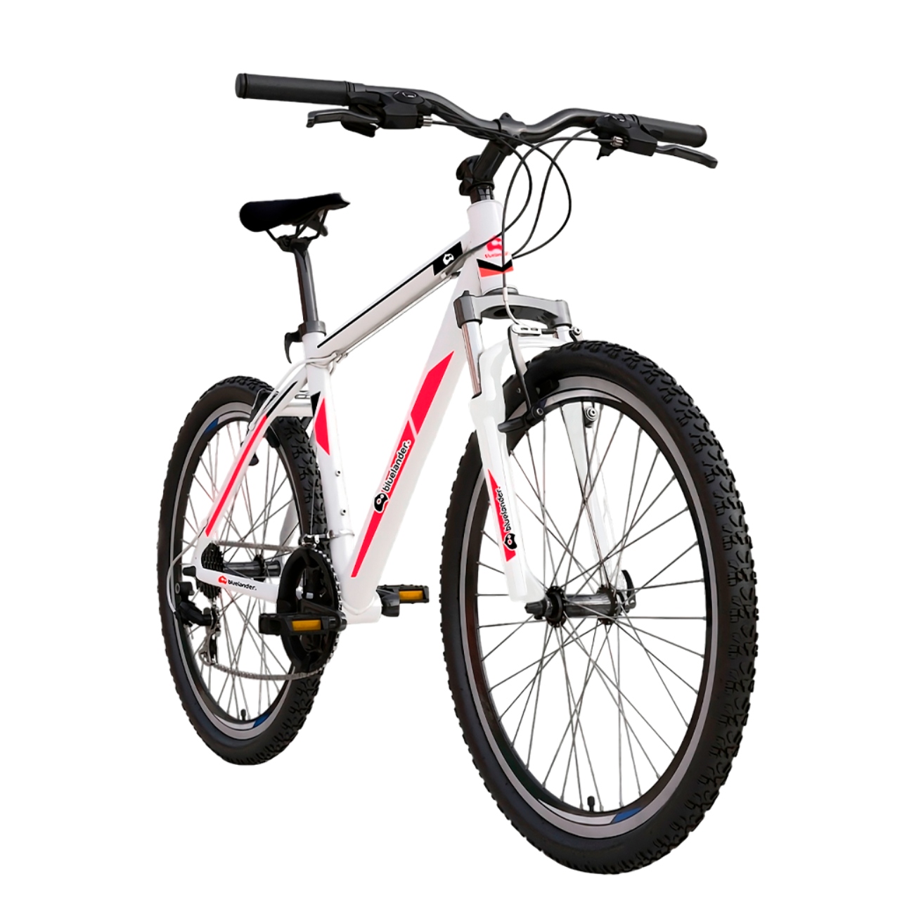 Bicicleta de Montaña Rodada 26 de 21 Velocidades con Doble Freno y Rines de Aluminio Blanco Bluelander