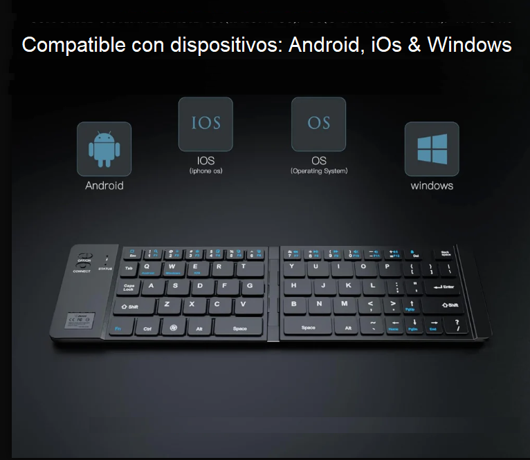 Teclado Ultra Portátil Plegable Recargable para 3 dispositivos BT (A1006) 