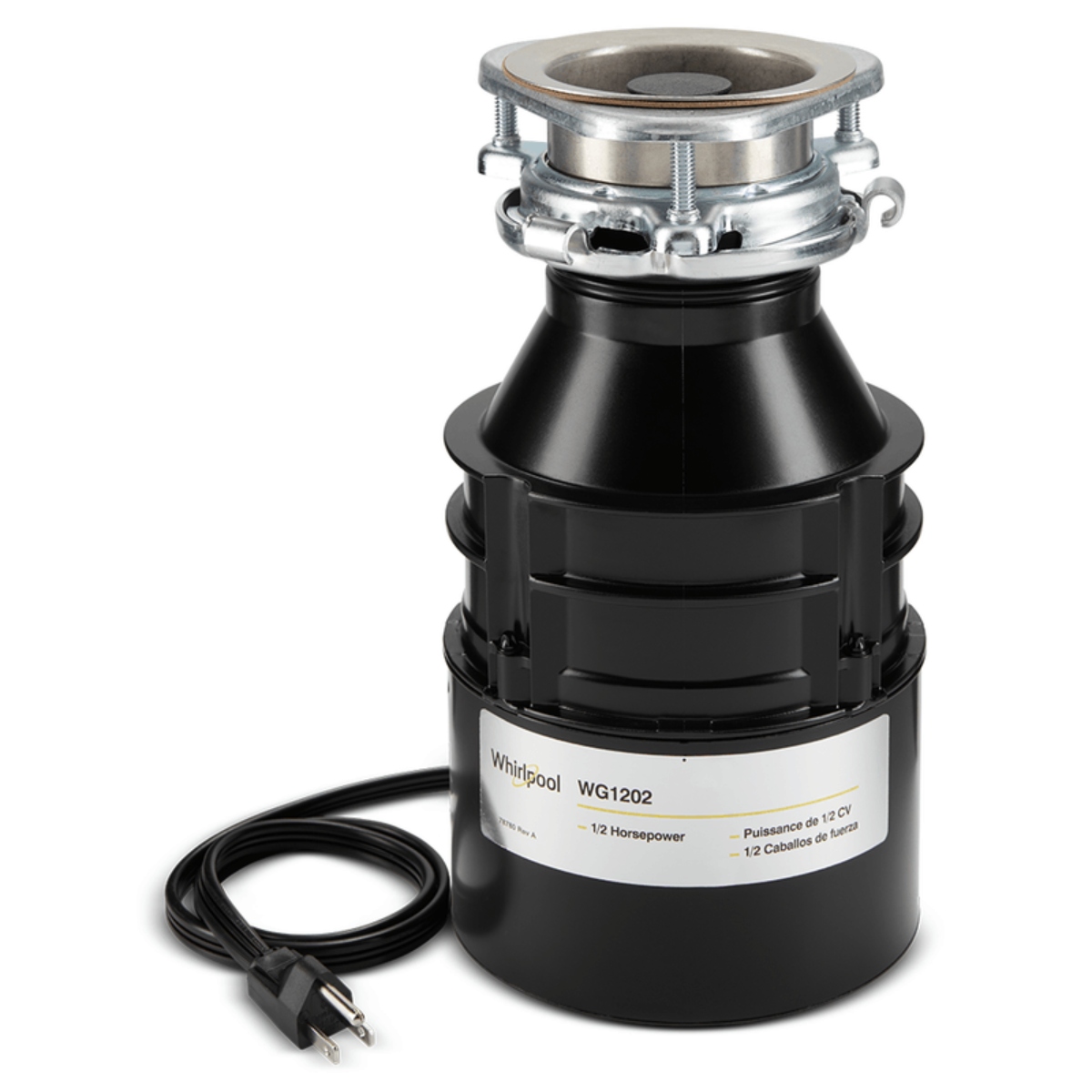 Triturador de Desechos / Alimentos Whirlpool WG1202PH 1/2 HP, 1.725 RPM 120V Negro ALBY5