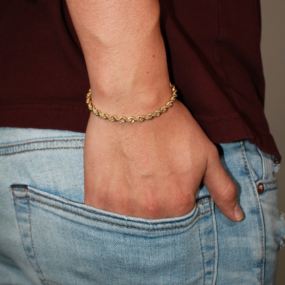Pulsera Torzal oro 10k Italiana para hombre