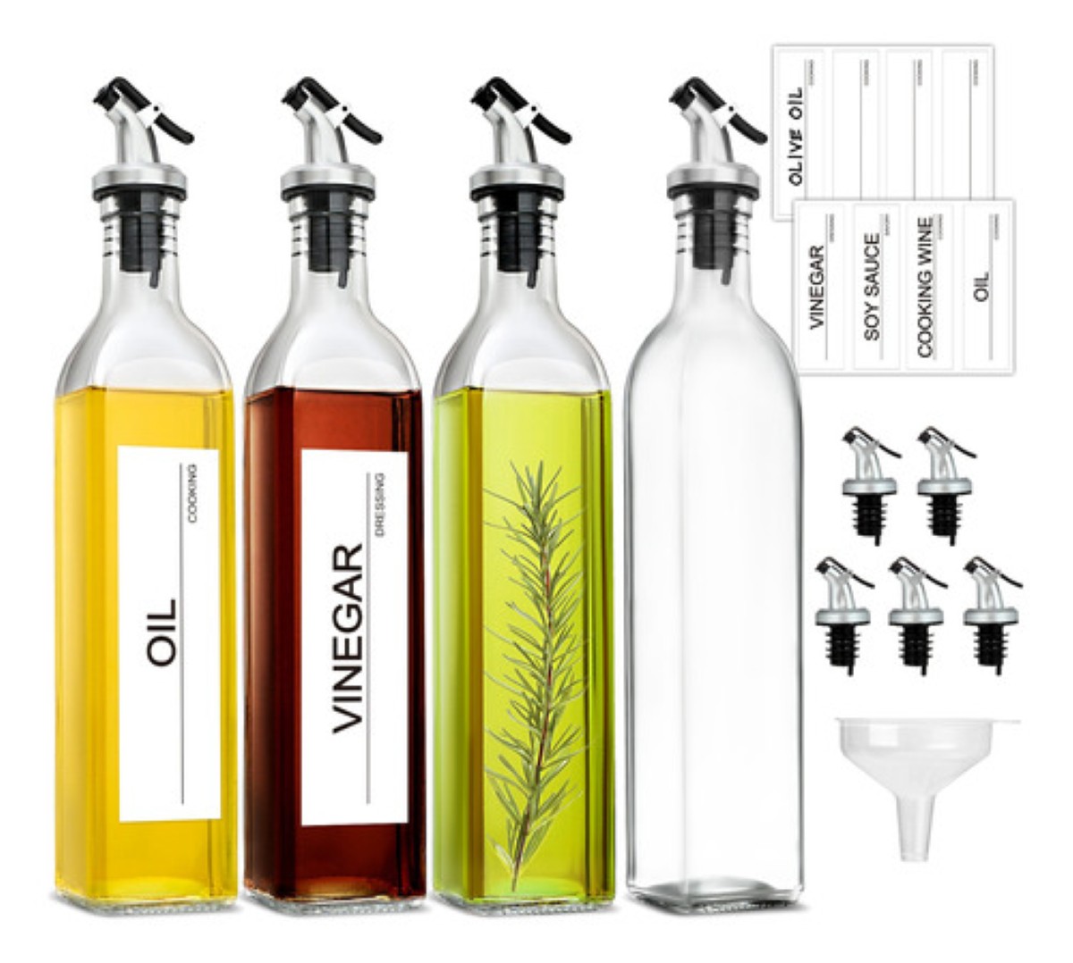 Botellas Dispensador De Aceite 4 Pzs Aceitera Para Cocina TRANSPÀRENTE