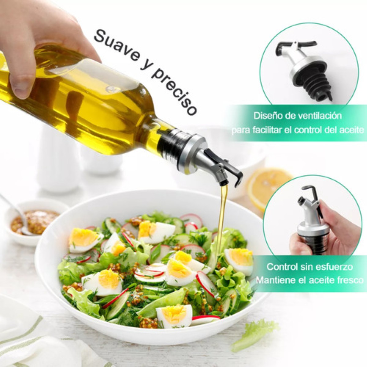 Botellas Dispensador De Aceite 4 Pzs Aceitera Para Cocina TRANSPÀRENTE