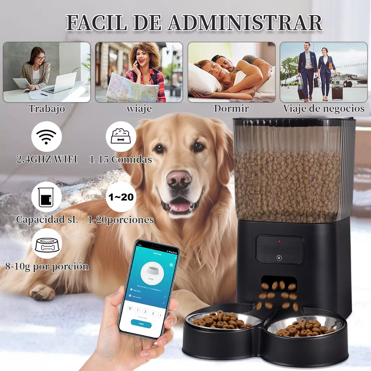 Comedero Dispensador De Comida Alimentador Para Perros Wifi