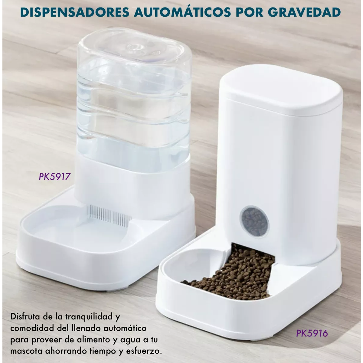 Comedero Dispensador Automático Alimentador Para Perros 3.5l Color Blanco