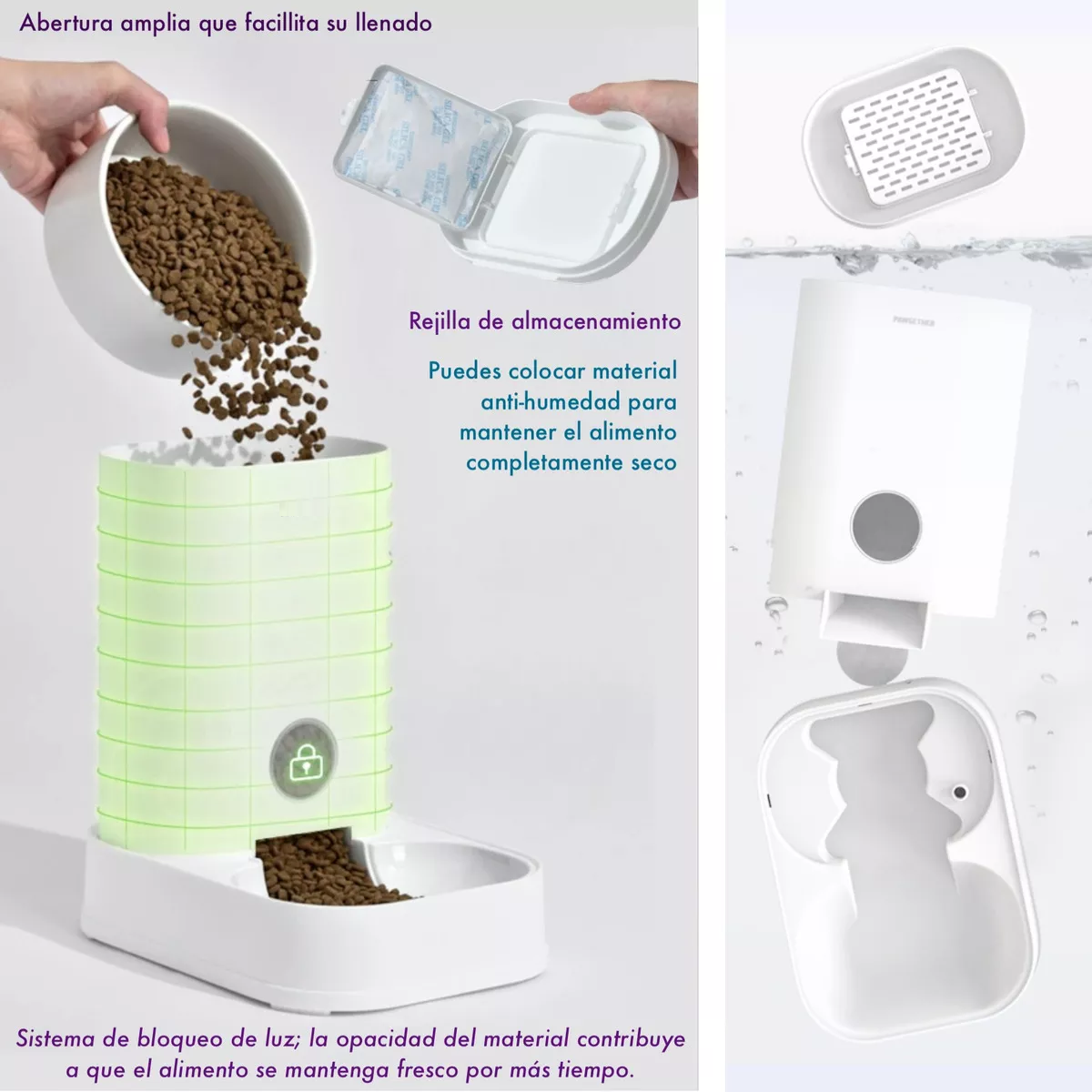 Comedero Dispensador Automático Alimentador Para Perros 3.5l Color Blanco