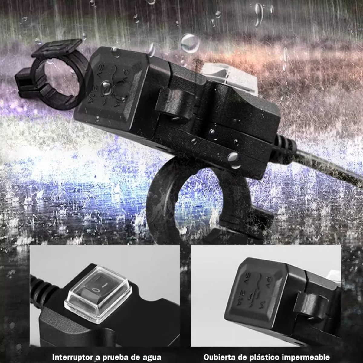 Cargador Doble Usb Para Motocicleta Celular Gps Carga Rápida