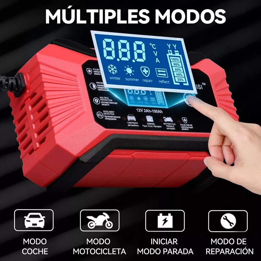 Cargador Inteligente De Batería De 12v 6a Para Auto Y Moto