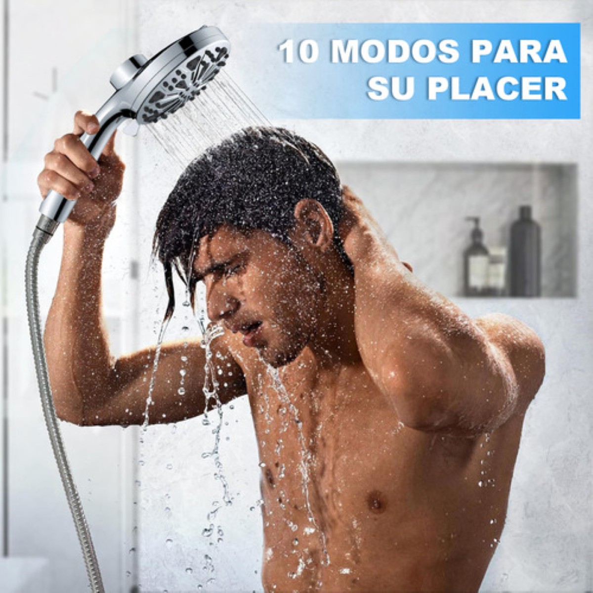 Regadera Con Filtro Y Manguera Ducha Magnética Con 2 Filtros PLATA