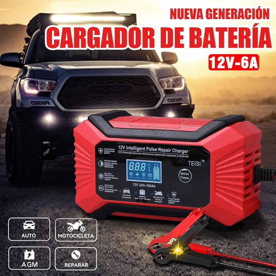 Cargador Inteligente De Batería De 12v 6a Para Auto Y Moto