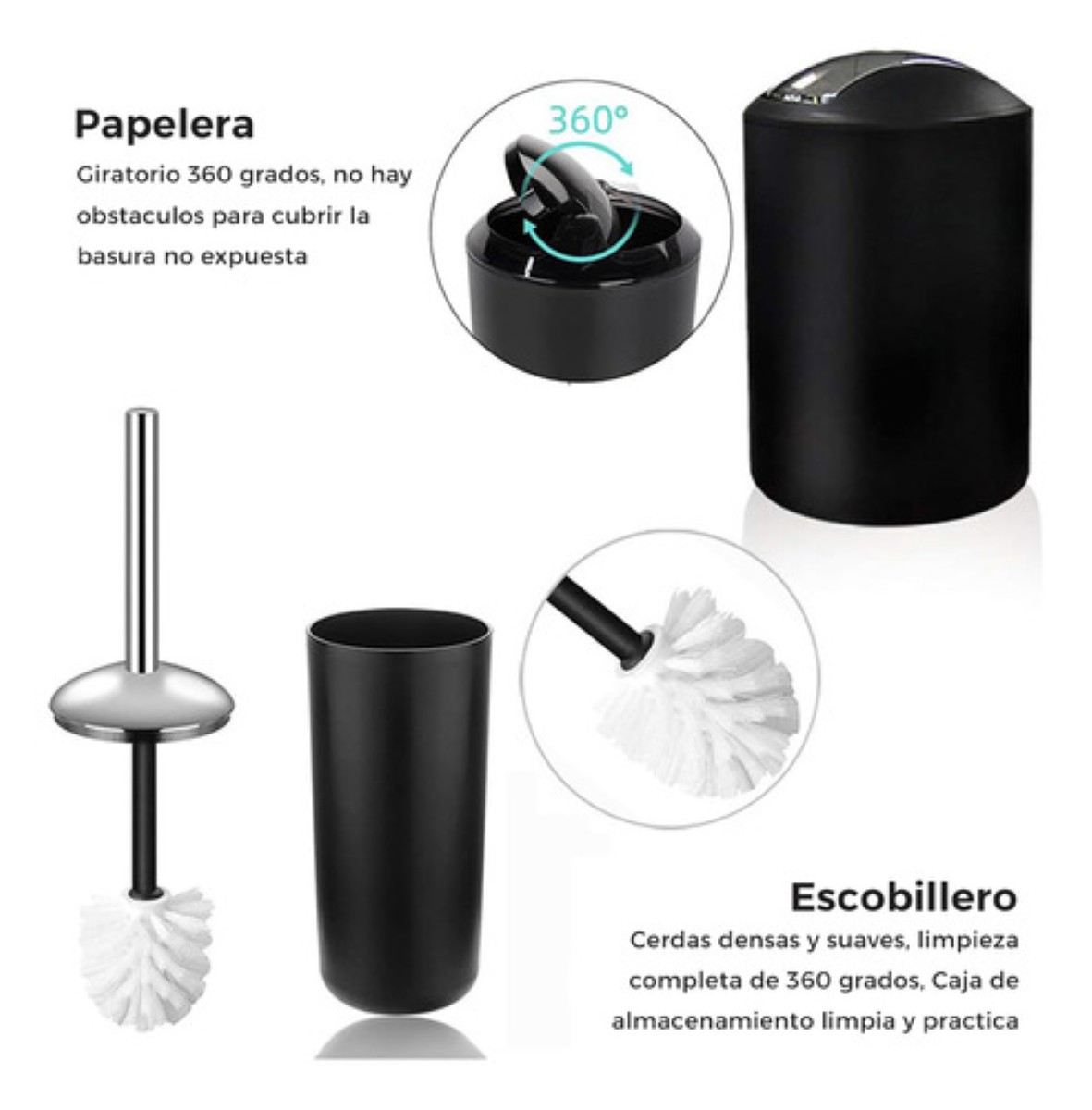 Conjunto De Accesorios De Baño De 6 Piezas Negro Clásico