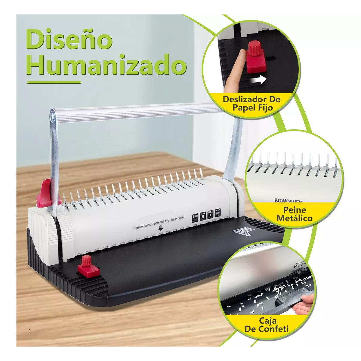 Engargoladora Con 100 Arillos Plástico Máquina Encuadernación Para A4 Y A5