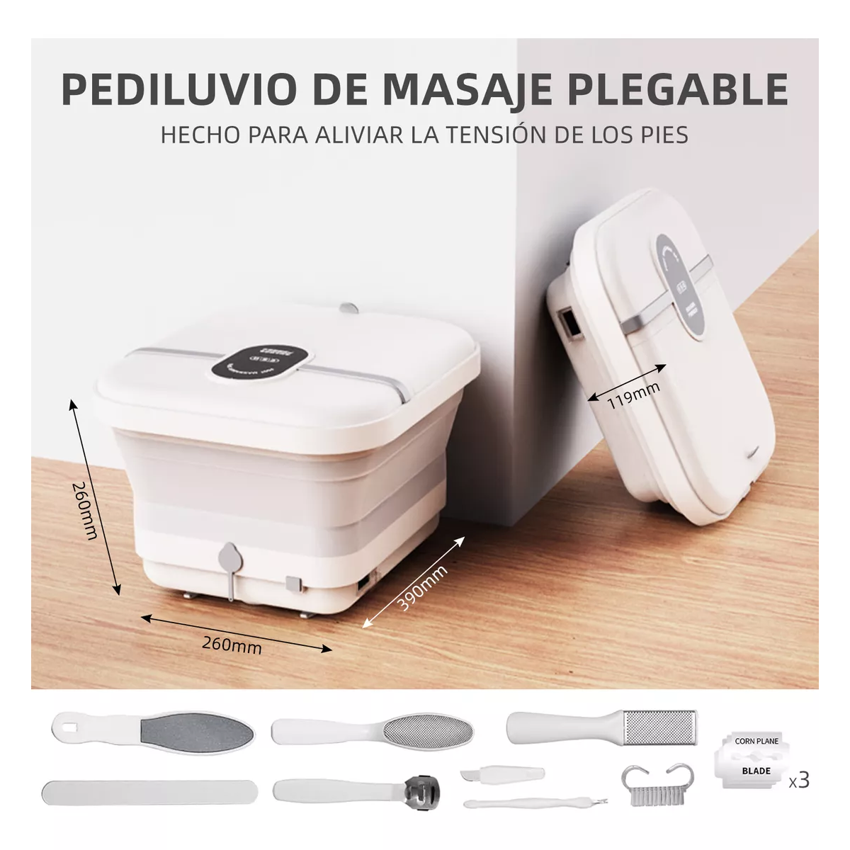 Tina Spa Para Masajeadora Pies Plegable Burbujas Calor
