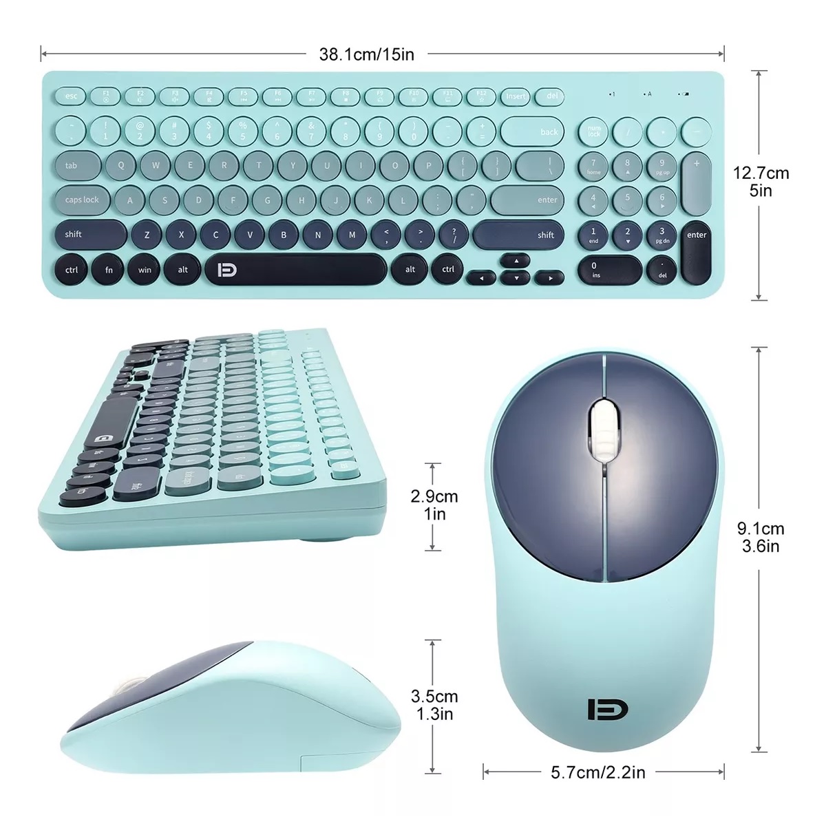 Kit De Teclado Y Ratón Inalámbrico Usb Portátil Para Ordenad Azul