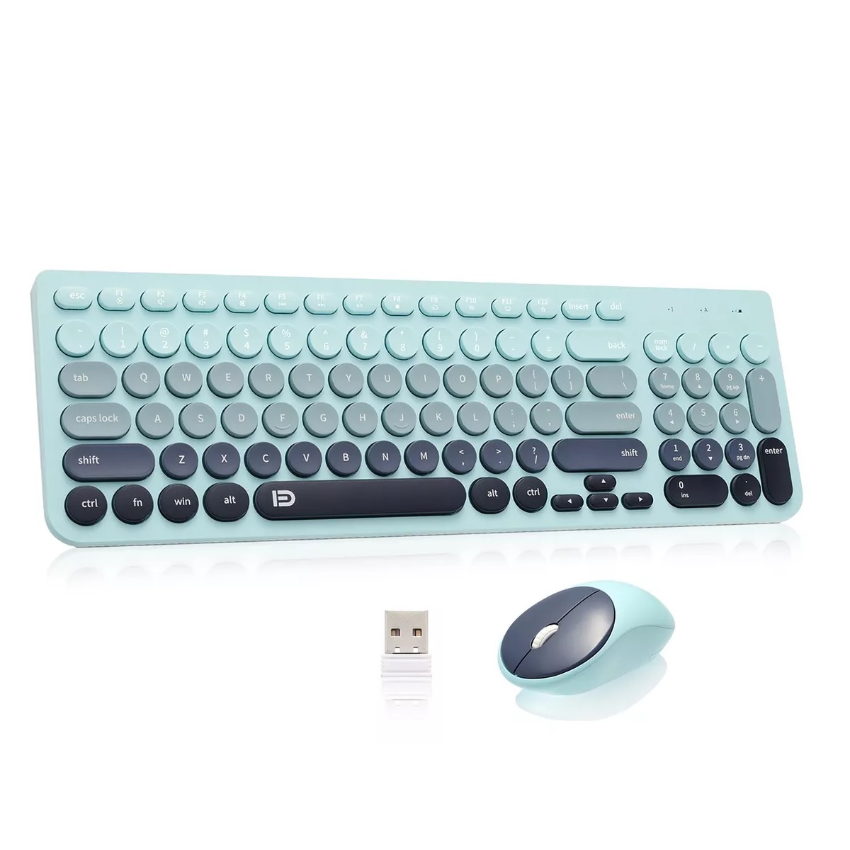Kit De Teclado Y Ratón Inalámbrico Usb Portátil Para Ordenad Azul
