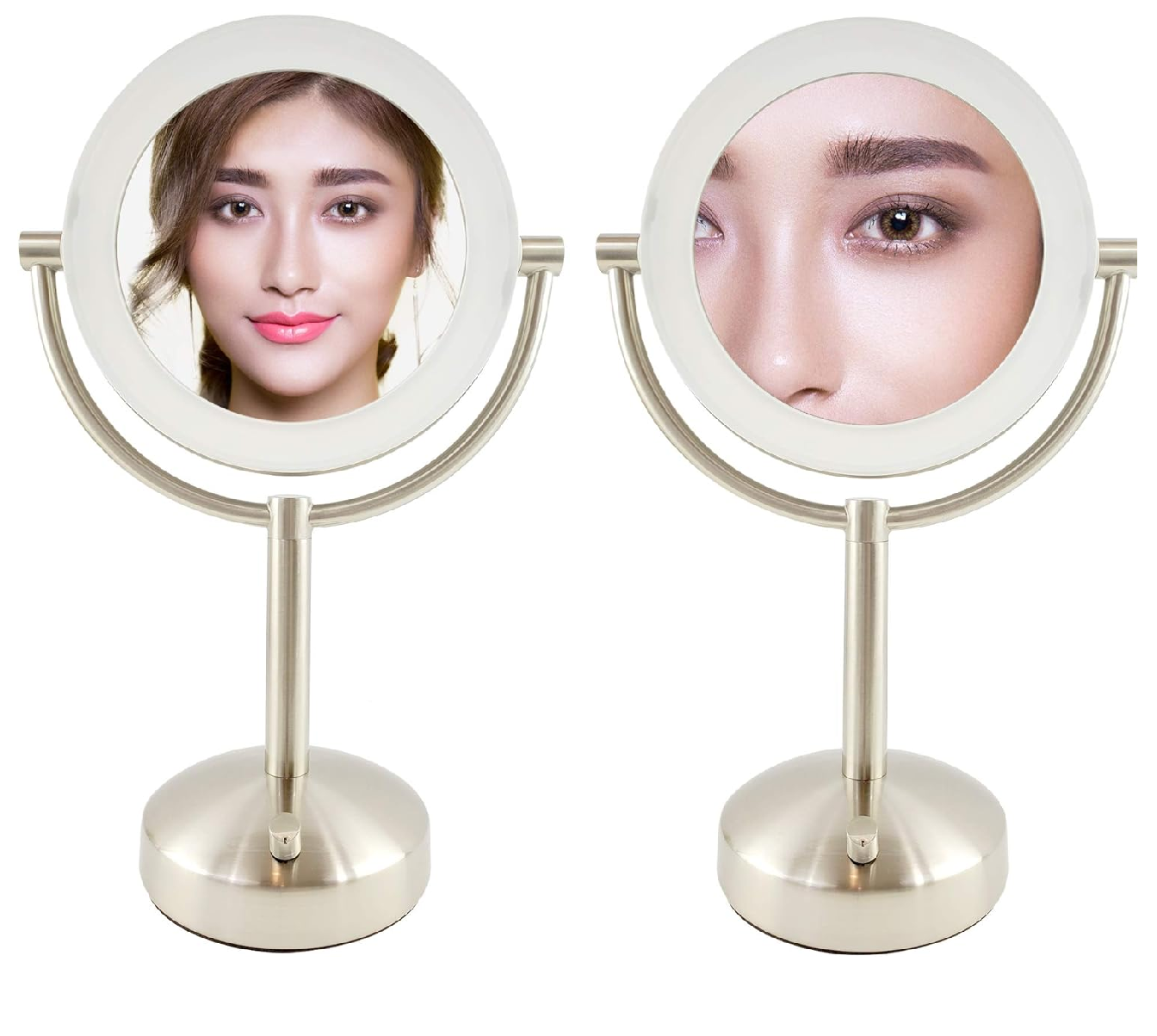 Espejo Doble Cara 22 Cm 1x Aumento 10x C/ Luz Led