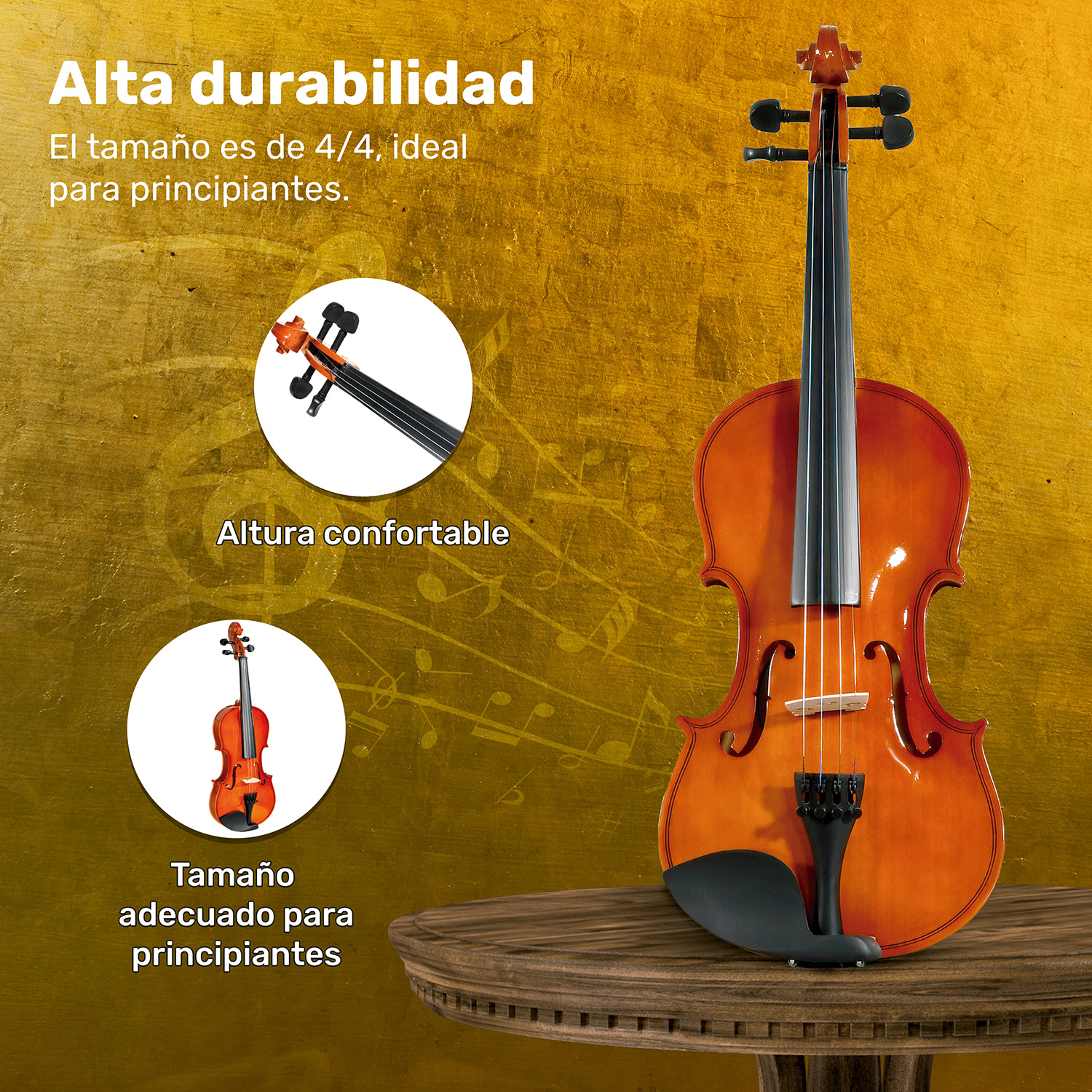 Violin Acustico 4/4 Profesional Madera Fina Cafe con Estuche Brea