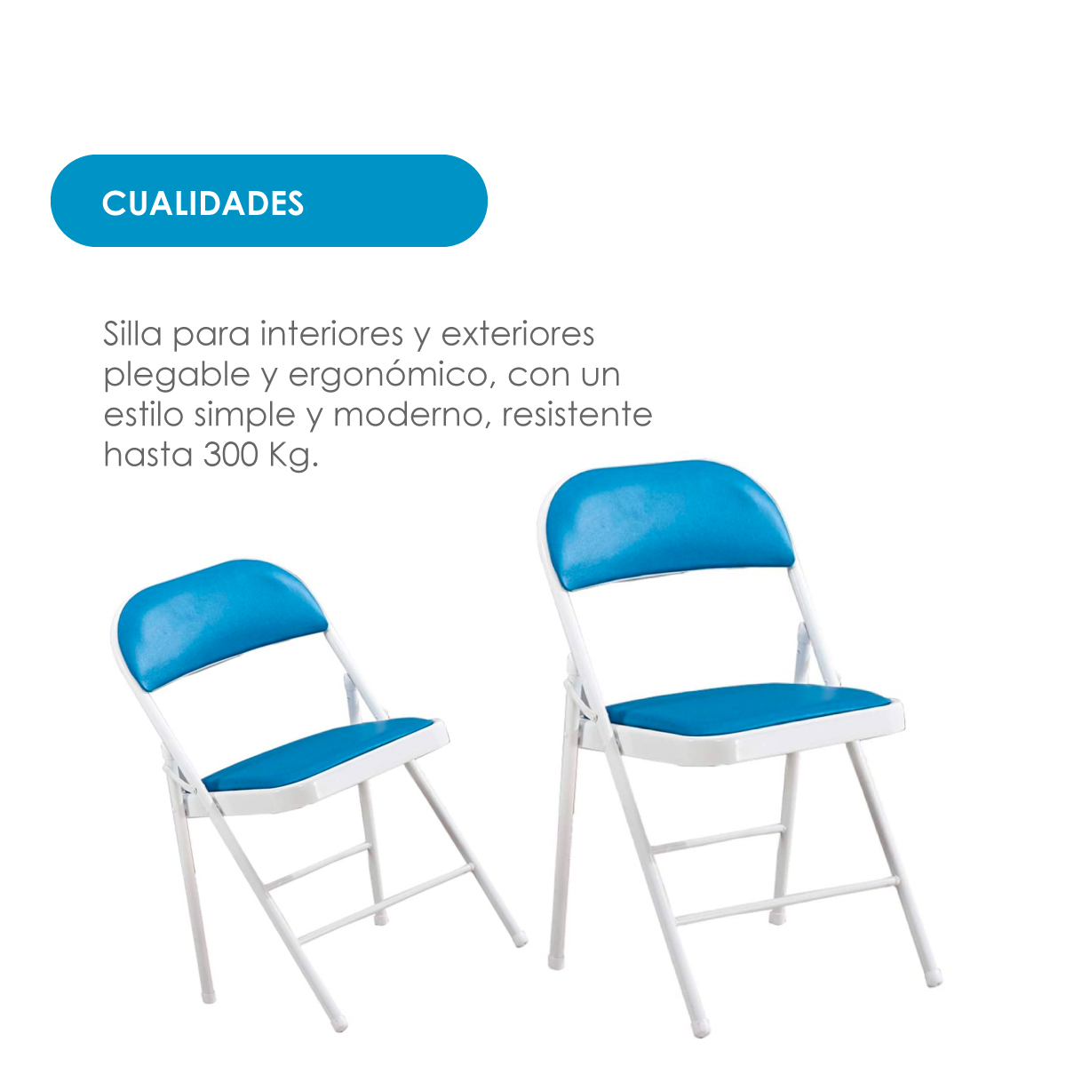 Set De 6 Sillas Plegables Ilios Innova Acojinadas Color Azul Claro