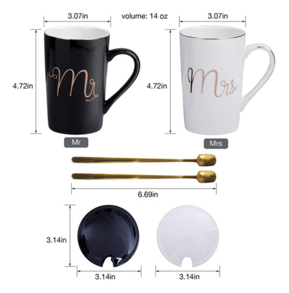Juego De Tazas Para Parejas Regalo De Boda De Moda blanco negro