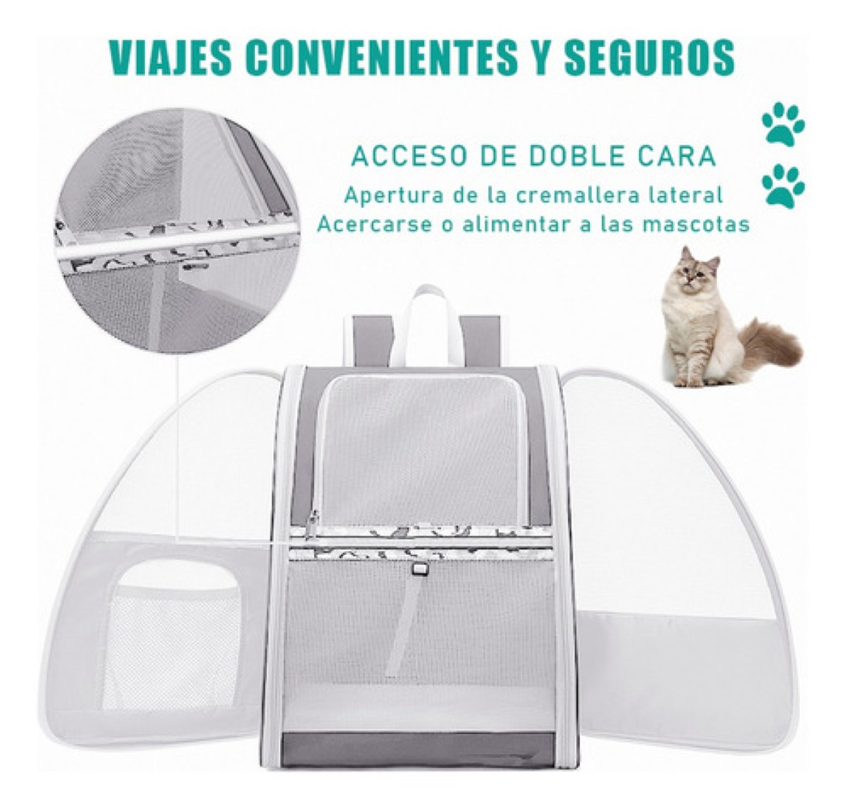 Mochila Transportadora Para Mascotas Para Gatos Y Perros gris
