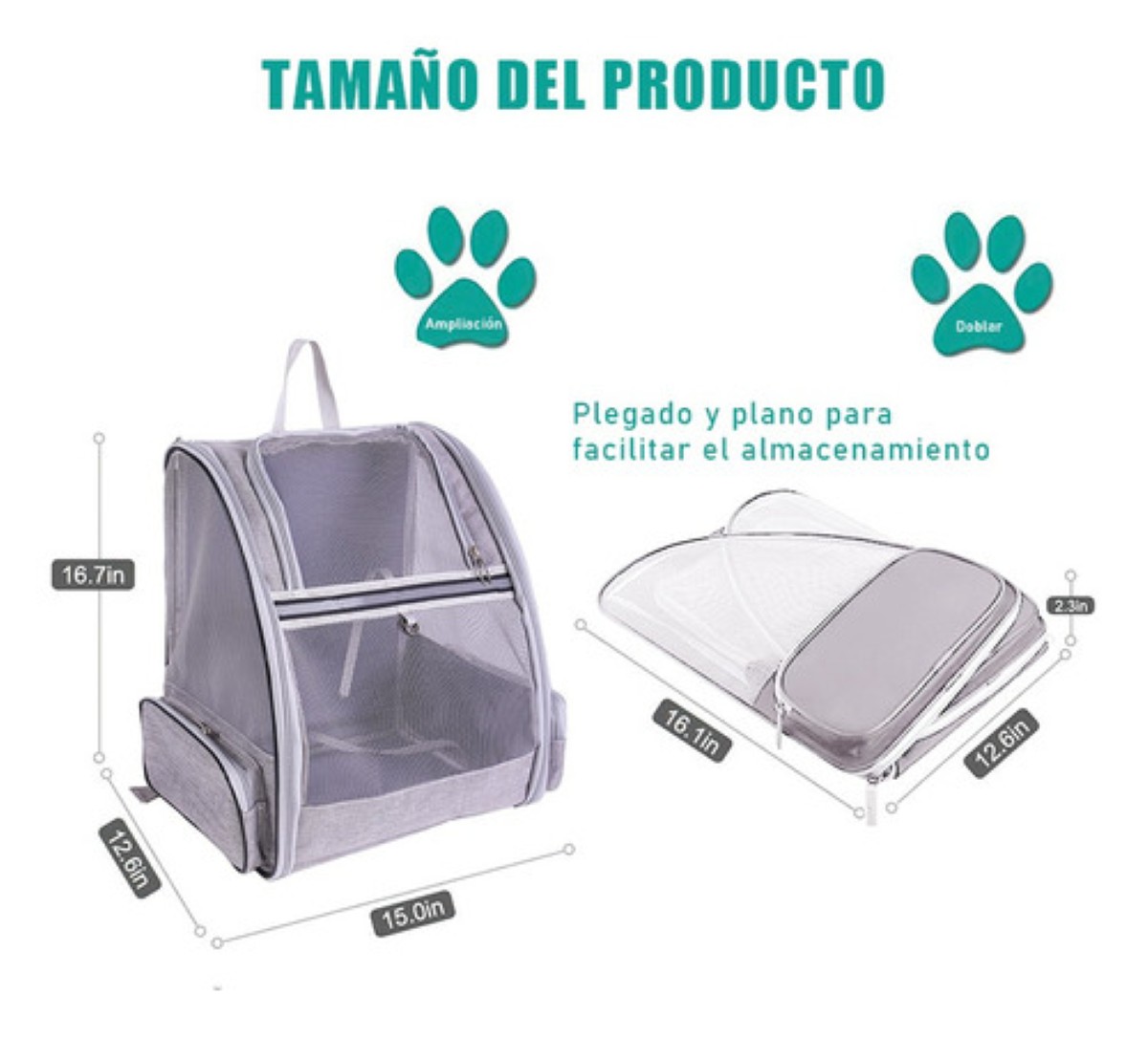 Mochila Transportadora Para Mascotas Para Gatos Y Perros gris