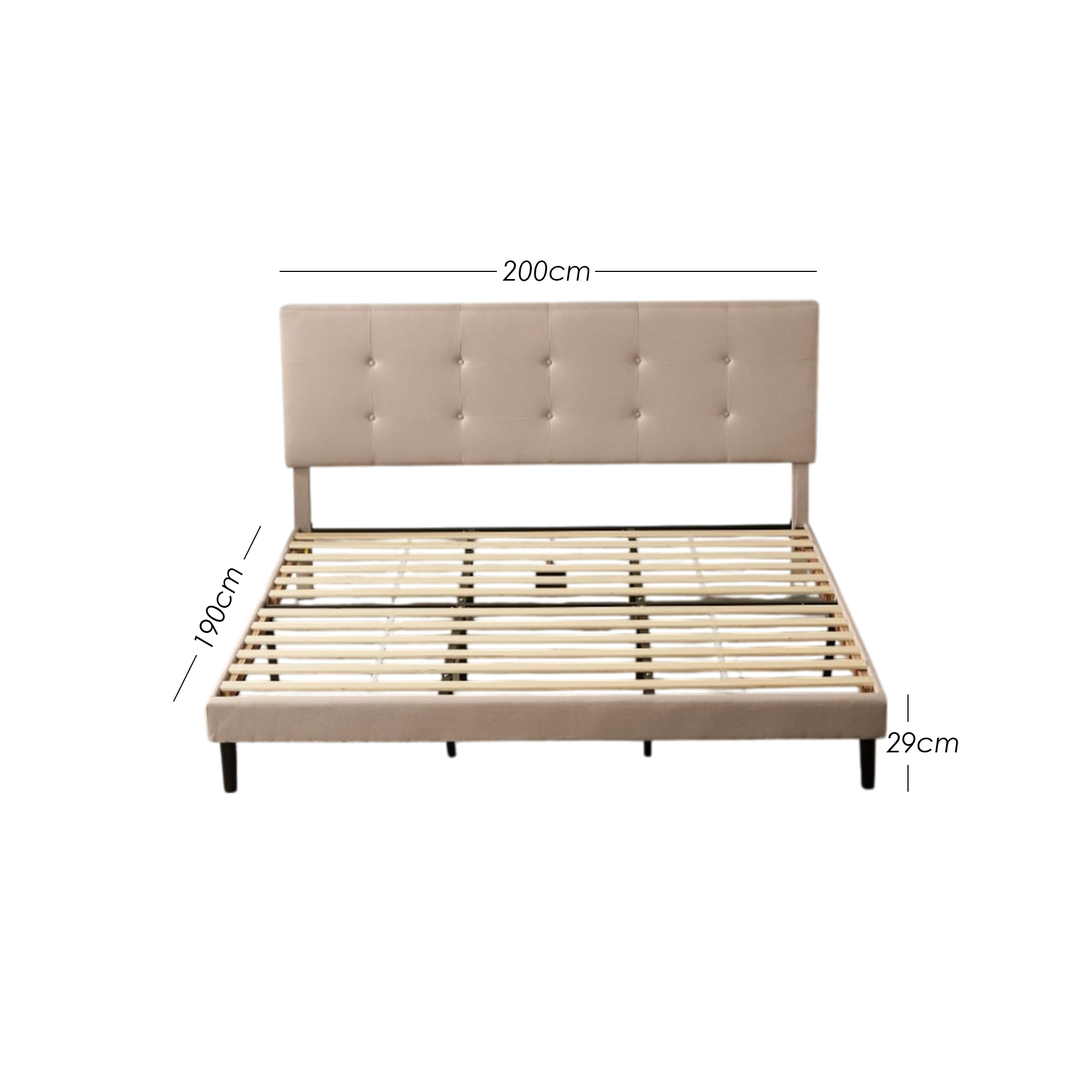 Ilios Innova | Base Cabecera para Cama King Size En Madera y cabecera de Lino Color Café | Elegante cama matrimonial |