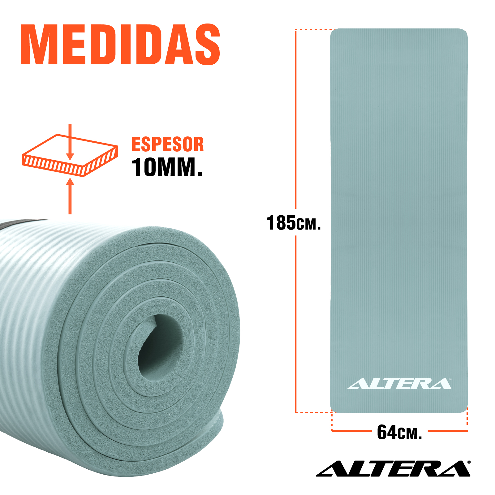 Tapete Ejercicio Altera Yoga Mat 10mm Grueso Pilates Azul Marea