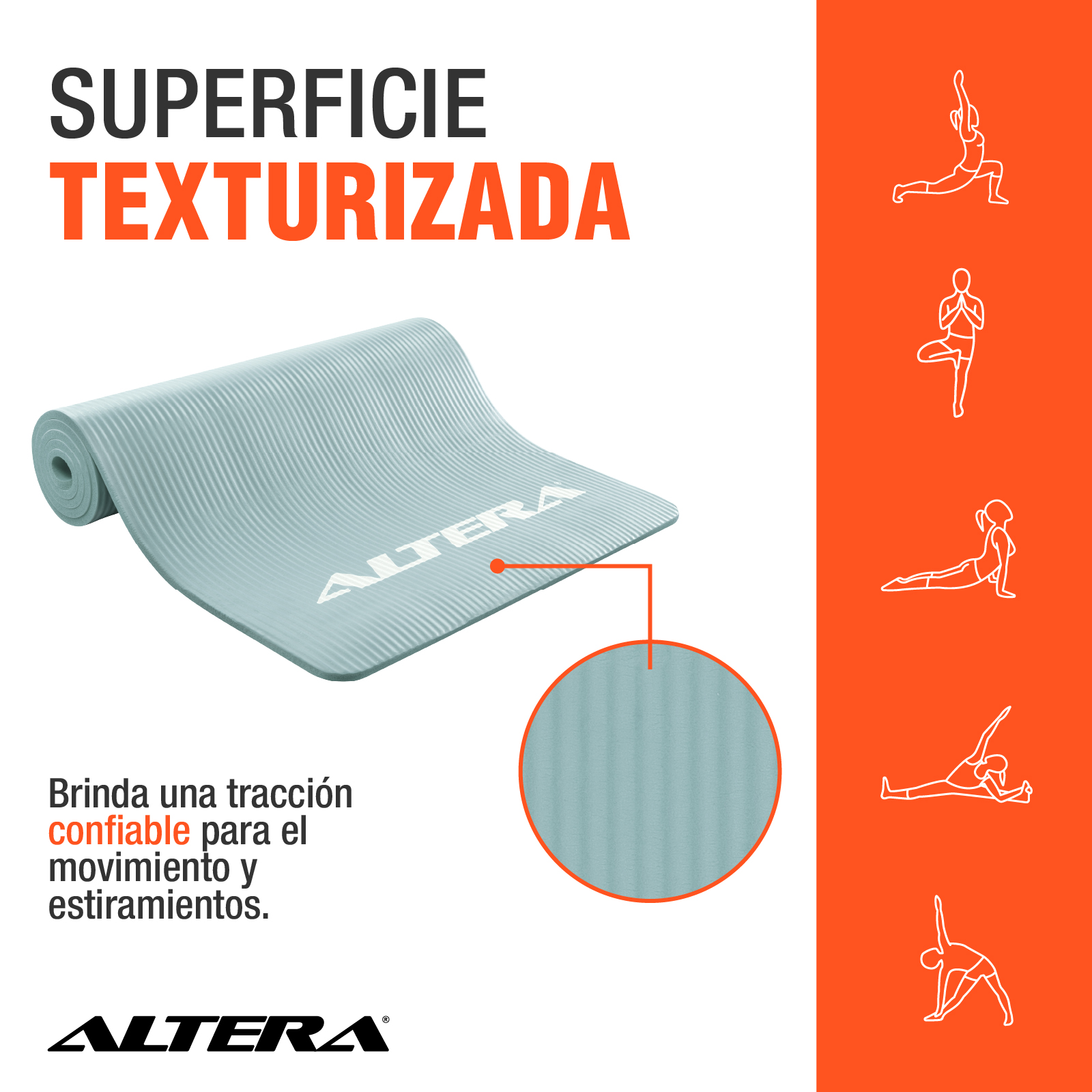 Tapete Ejercicio Altera Yoga Mat 10mm Grueso Pilates Azul Marea