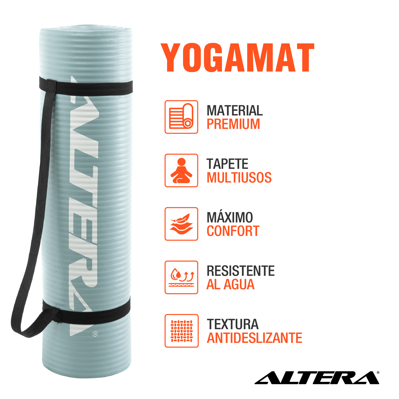 Tapete Ejercicio Altera Yoga Mat 10mm Grueso Pilates Azul Marea